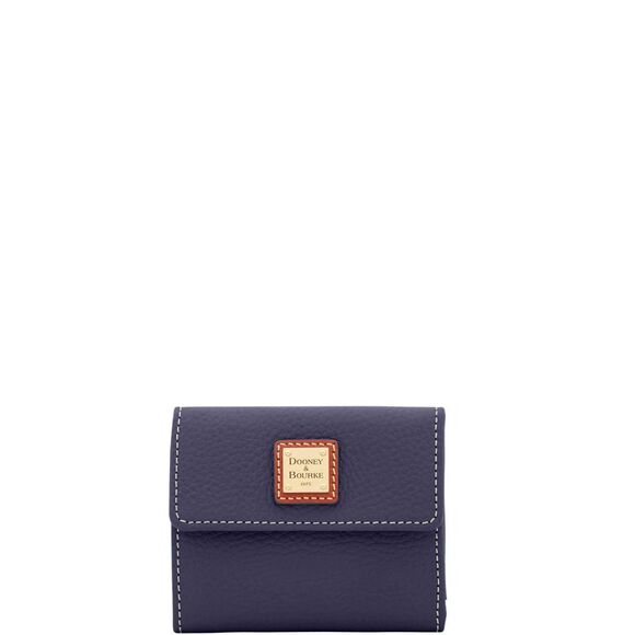 Dooney & Bourke Handbags - Dooney & Bourke Pebble Grain Small Flap Wallet - Midnight Blue